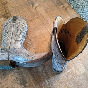 Men's CORRAL AB027 "Phoenix" distressed taupe brown leather cowboy boots sz 11D.